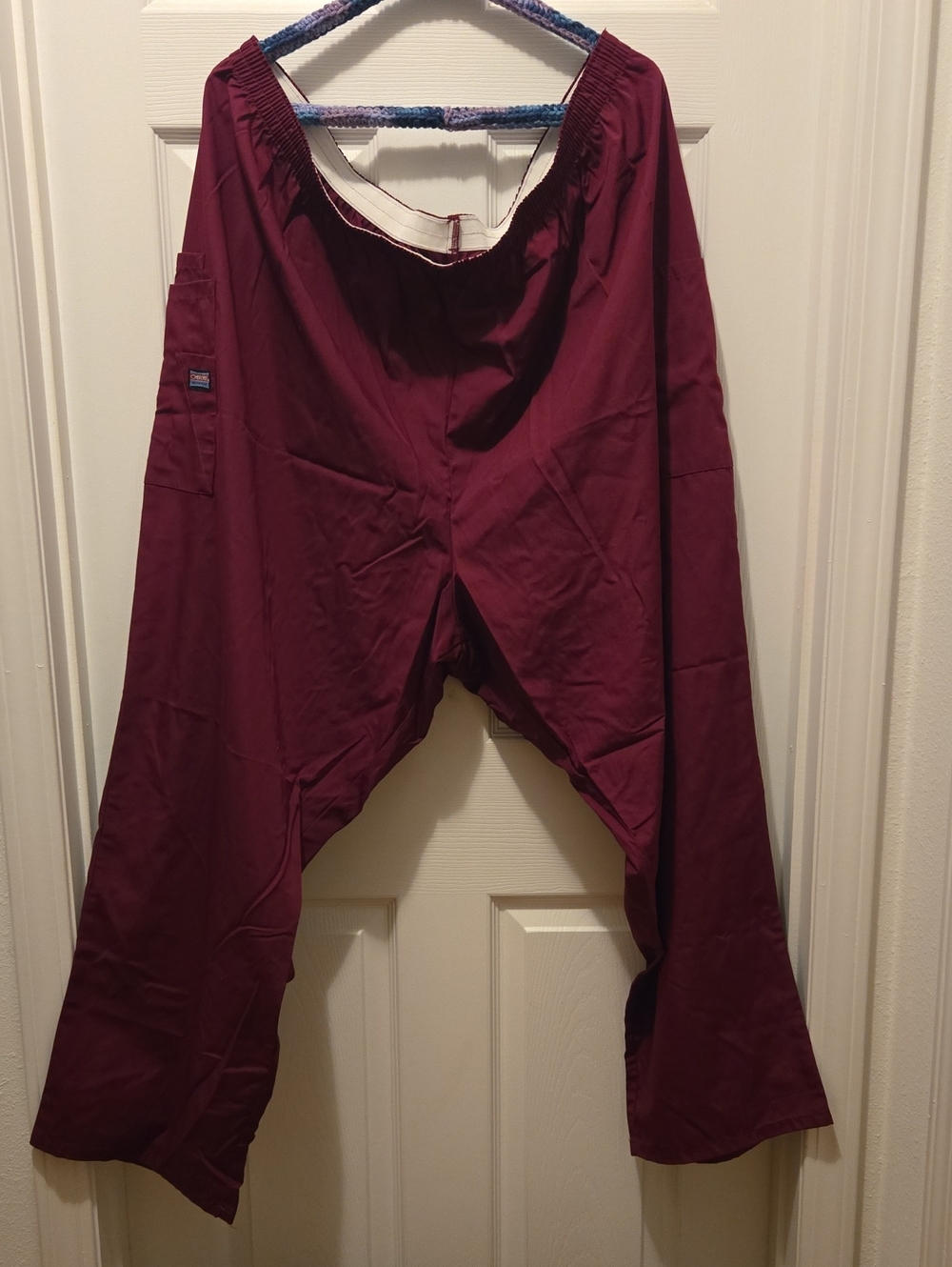 Cherokee Men's Burgandy Wine Elastic-Waist Scrub Pants 5XL